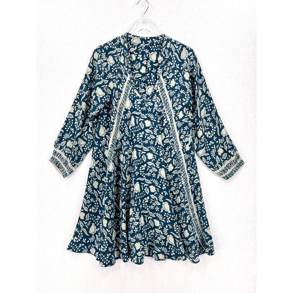NATALIE MARTIN Fiore Short Dress Womens Small Pomegranate Blue Floral Print - Picture 4 of 16
